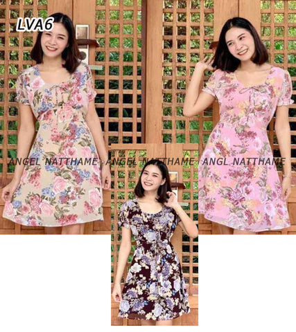 ဂျော်ဂျက်ဂါဝန်တို လက်တို ပန်းပွင့်